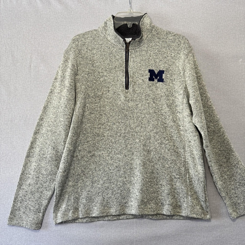 Michigan Wolverines Sweater‎ Mens Large Gray NCAA Football ProEdge Quarter Zip